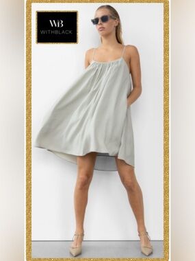 WB WITHBLACK Fabrina Mini Swing dress in smoke green Size SMALL Classic NWT